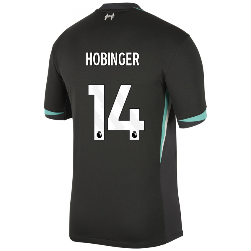 Kinder Marie Höbinger #14 Schwarz Anthrazitweiß Auswärtstrikot Trikot 2024/25 T-Shirt Österreich