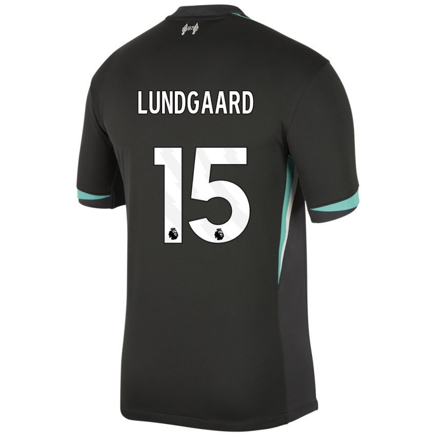 Kinder Sofie Lundgaard #15 Schwarz Anthrazitweiß Auswärtstrikot Trikot 2024/25 T-Shirt Österreich