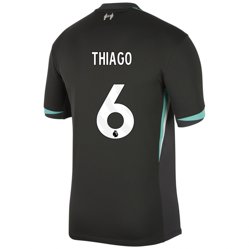 Kinder Thiago #6 Schwarz Anthrazitweiß Auswärtstrikot Trikot 2024/25 T-Shirt Österreich