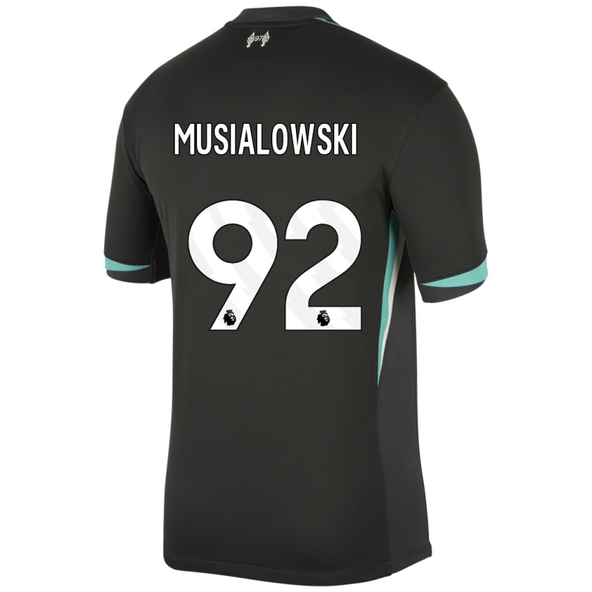 Kinder Mateusz Musialowski #92 Schwarz Anthrazitweiß Auswärtstrikot Trikot 2024/25 T-Shirt Österreich