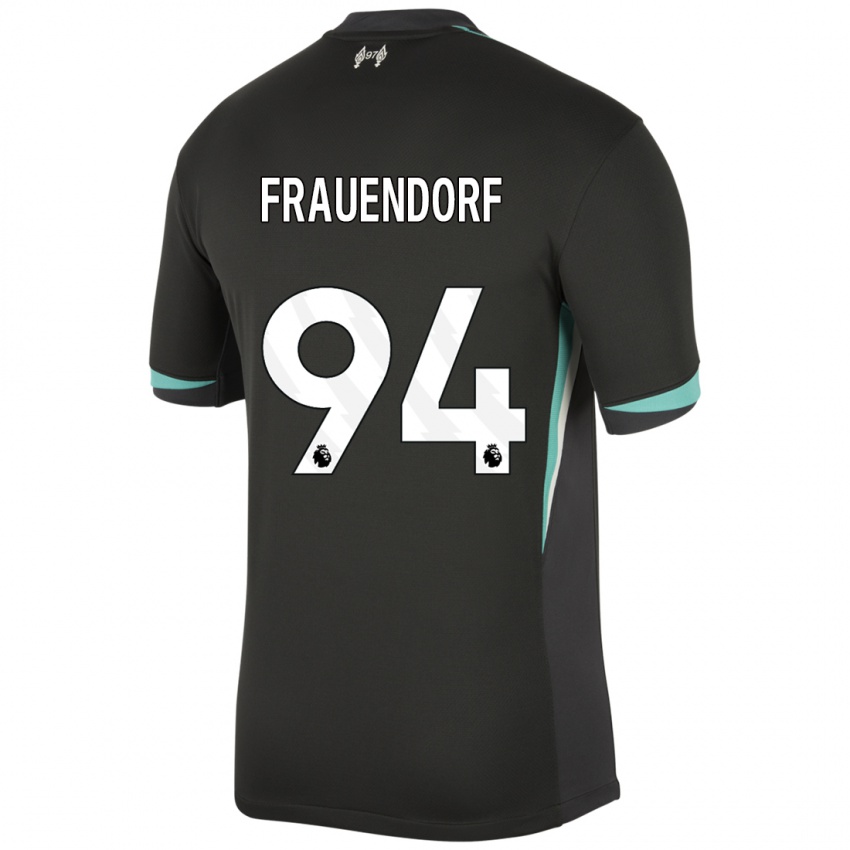 Kinder Melkamu Frauendorf #94 Schwarz Anthrazitweiß Auswärtstrikot Trikot 2024/25 T-Shirt Österreich