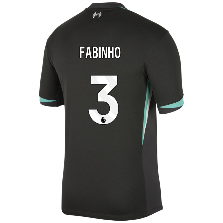 Kinder Fabinho #3 Schwarz Anthrazitweiß Auswärtstrikot Trikot 2024/25 T-Shirt Österreich