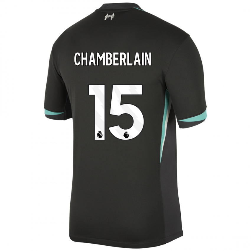 Kinder Alex Oxlade Chamberlain #15 Schwarz Anthrazitweiß Auswärtstrikot Trikot 2024/25 T-Shirt Österreich