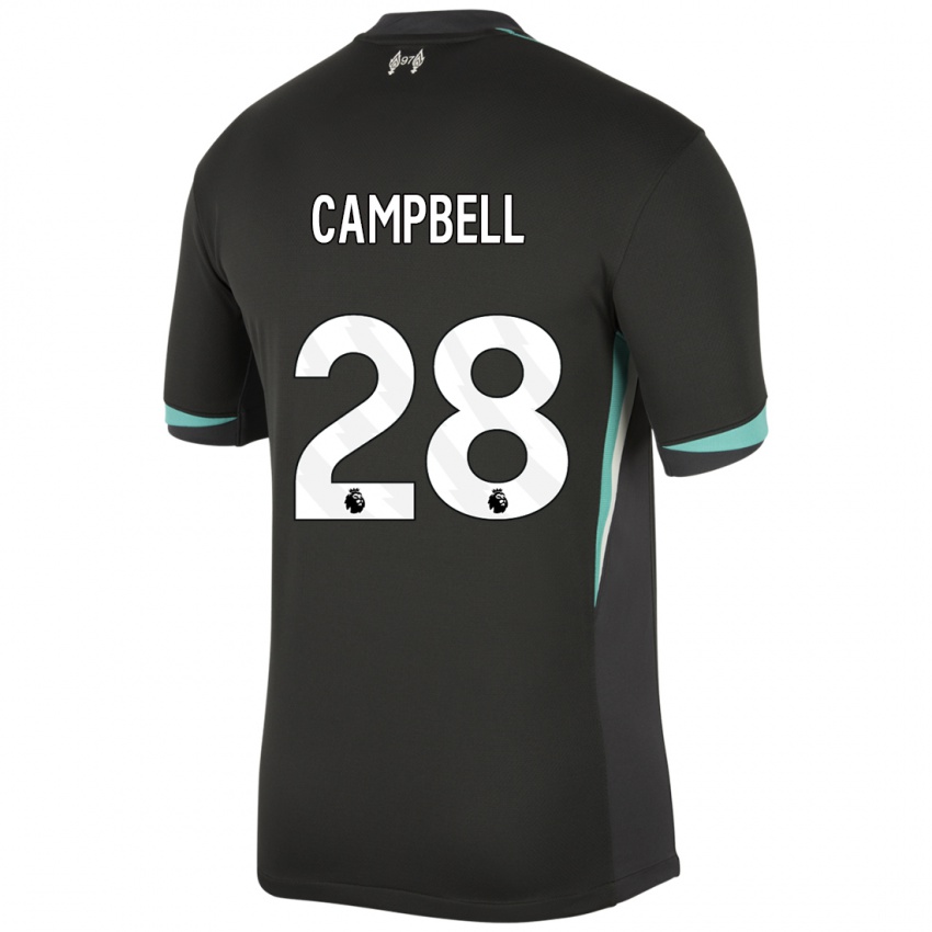 Kinder Megan Campbell #28 Schwarz Anthrazitweiß Auswärtstrikot Trikot 2024/25 T-Shirt Österreich