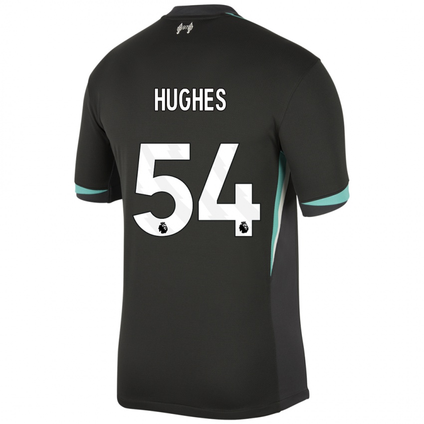 Kinder Liam Hughes #54 Schwarz Anthrazitweiß Auswärtstrikot Trikot 2024/25 T-Shirt Österreich