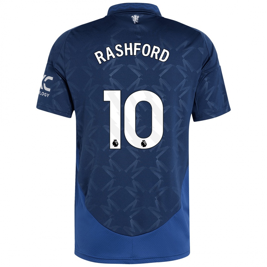 Kinder Marcus Rashford #10 Indigo Auswärtstrikot Trikot 2024/25 T-Shirt Österreich