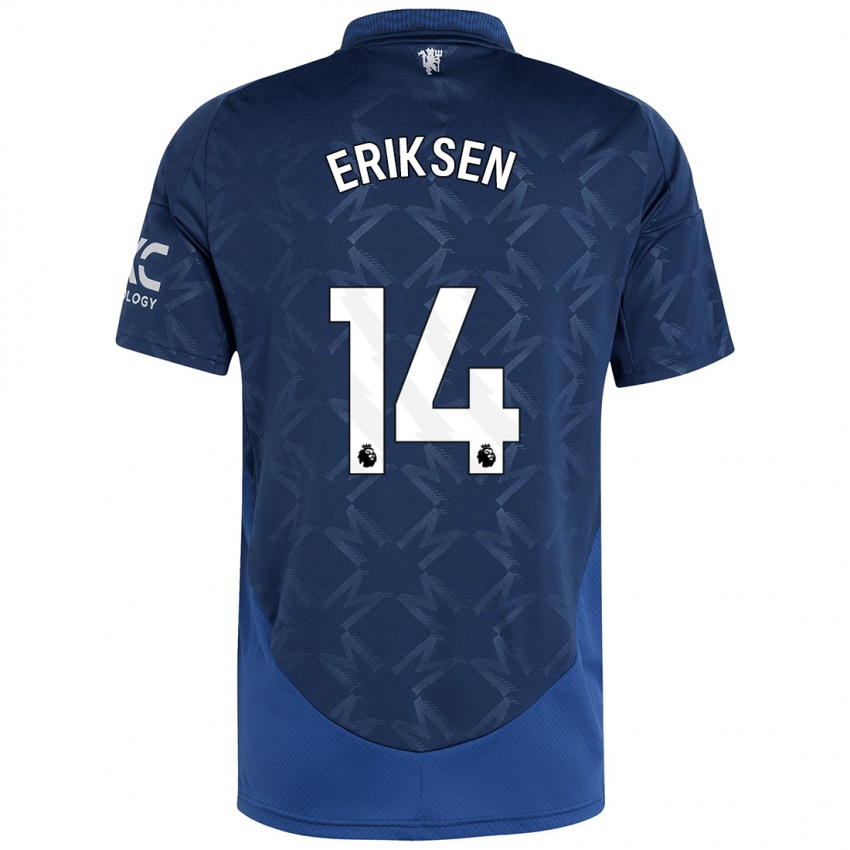 Kinder Christian Eriksen #14 Indigo Auswärtstrikot Trikot 2024/25 T-Shirt Österreich