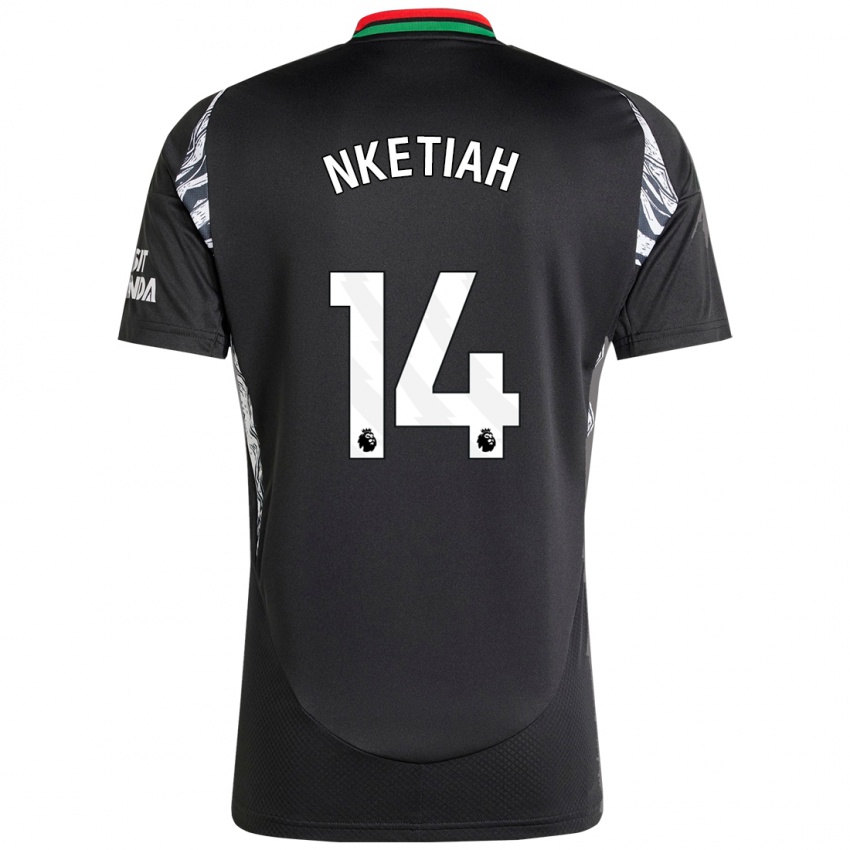 Kinder Eddie Nketiah #14 Schwarz Auswärtstrikot Trikot 2024/25 T-Shirt Österreich