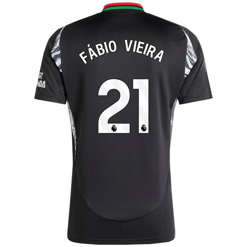 Kinder Fabio Vieira #21 Schwarz Auswärtstrikot Trikot 2024/25 T-Shirt Österreich