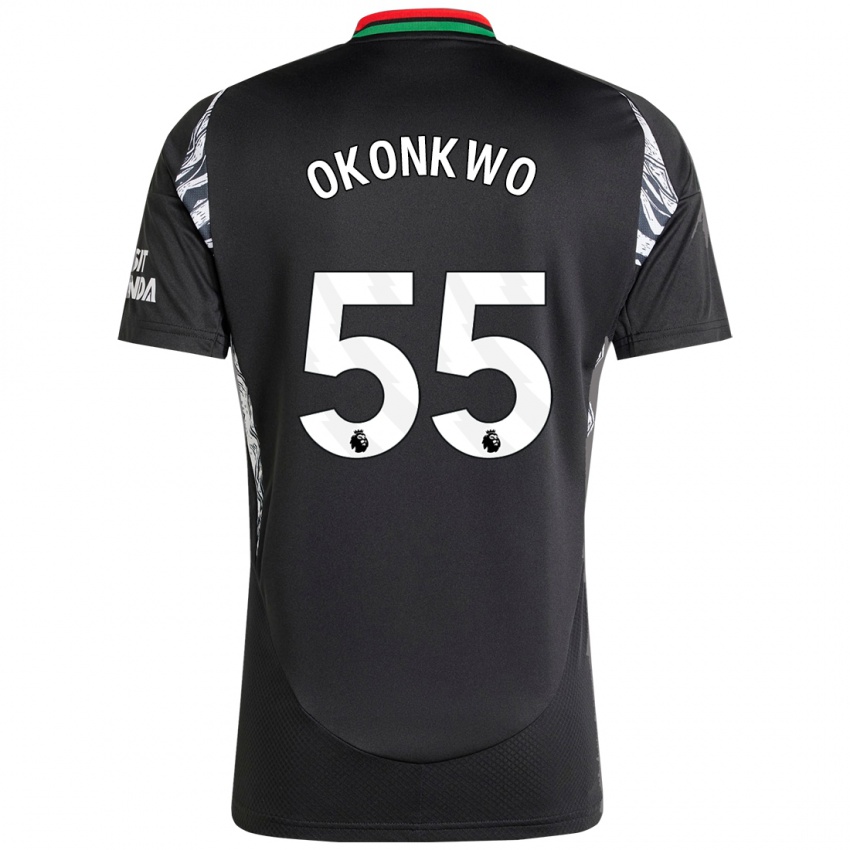 Kinder Brian Okonkwo #55 Schwarz Auswärtstrikot Trikot 2024/25 T-Shirt Österreich