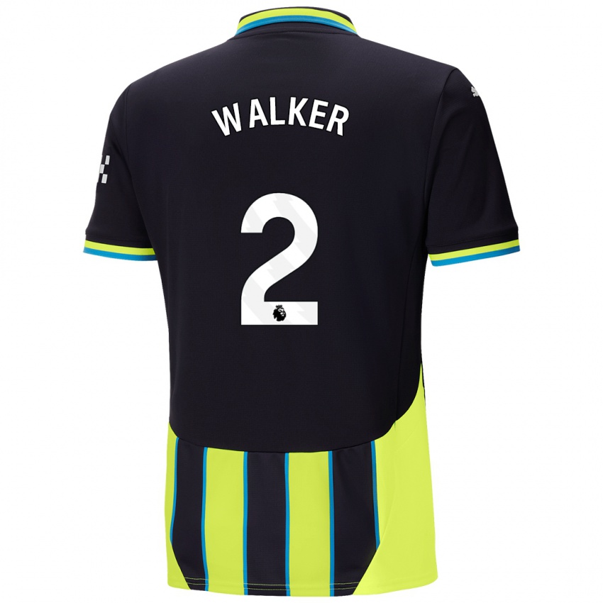 Kinder Kyle Walker #2 Blaugelb Auswärtstrikot Trikot 2024/25 T-Shirt Österreich