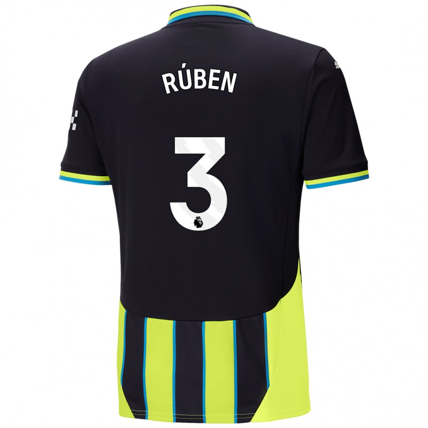 Kinder Ruben Dias #3 Blaugelb Auswärtstrikot Trikot 2024/25 T-Shirt Österreich