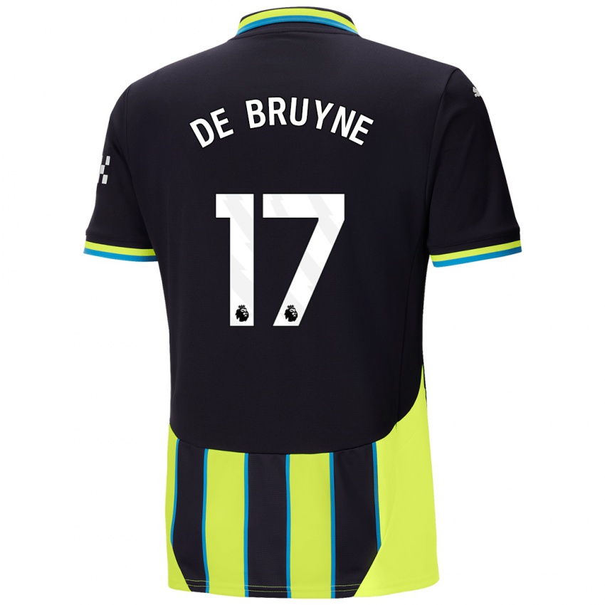 Kinder Kevin De Bruyne #17 Blaugelb Auswärtstrikot Trikot 2024/25 T-Shirt Österreich