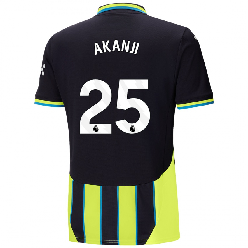 Kinder Manuel Akanji #25 Blaugelb Auswärtstrikot Trikot 2024/25 T-Shirt Österreich