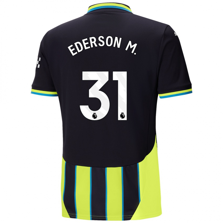 Kinder Ederson Moraes #31 Blaugelb Auswärtstrikot Trikot 2024/25 T-Shirt Österreich