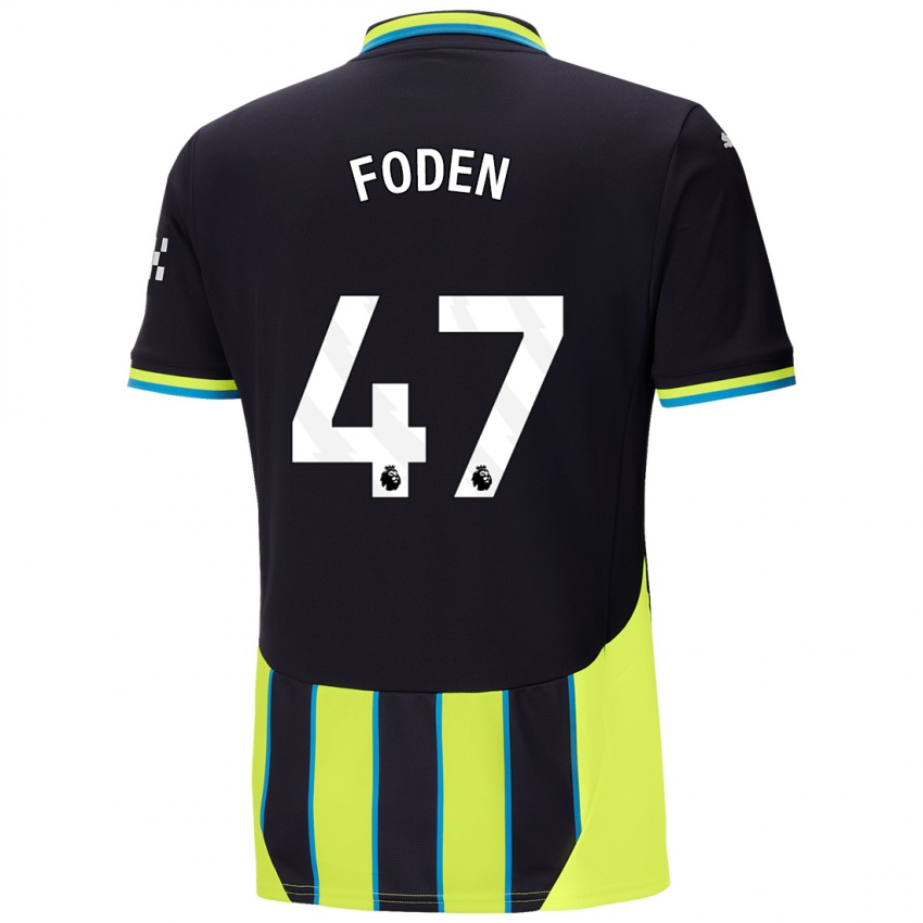 Kinder Phil Foden #47 Blaugelb Auswärtstrikot Trikot 2024/25 T-Shirt Österreich