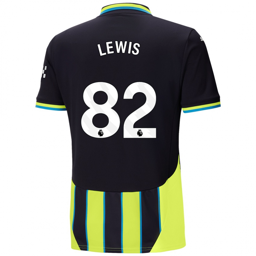 Kinder Rico Lewis #82 Blaugelb Auswärtstrikot Trikot 2024/25 T-Shirt Österreich