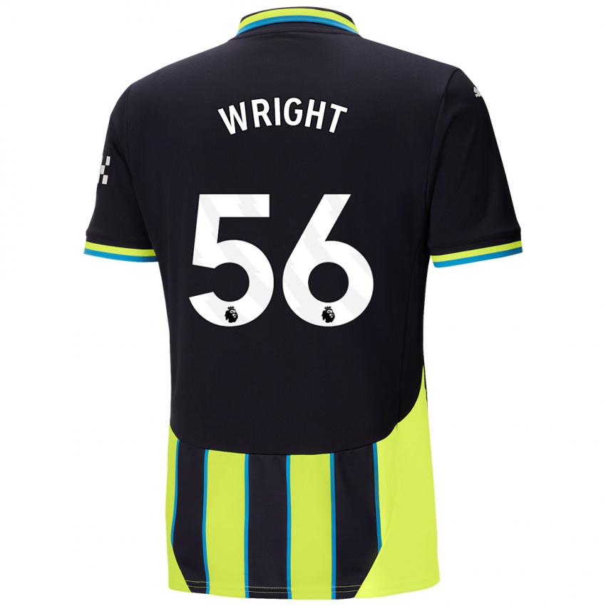 Kinder Jacob Wright #56 Blaugelb Auswärtstrikot Trikot 2024/25 T-Shirt Österreich