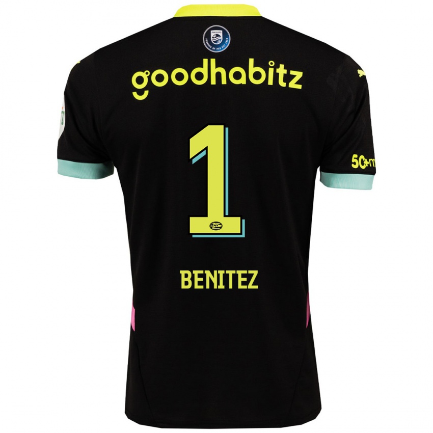 Kinder Walter Benítez #1 Schwarz Gelb Auswärtstrikot Trikot 2024/25 T-Shirt Österreich