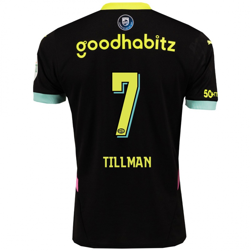 Kinder Malik Tillman #7 Schwarz Gelb Auswärtstrikot Trikot 2024/25 T-Shirt Österreich