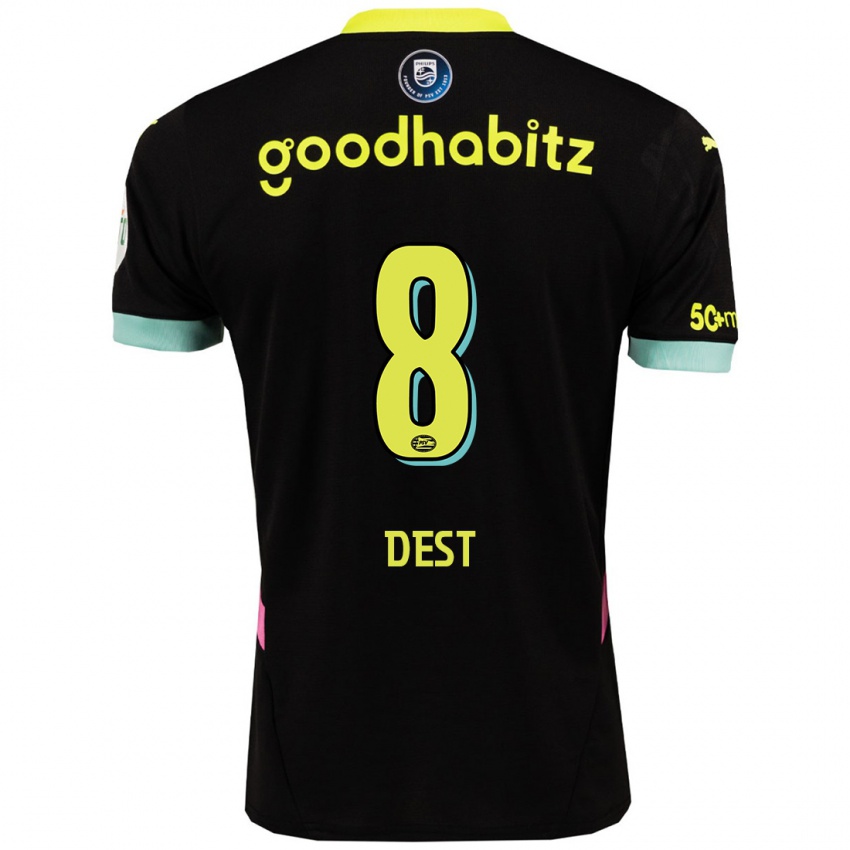 Kinder Sergino Dest #8 Schwarz Gelb Auswärtstrikot Trikot 2024/25 T-Shirt Österreich