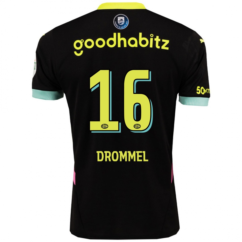 Kinder Joel Drommel #16 Schwarz Gelb Auswärtstrikot Trikot 2024/25 T-Shirt Österreich