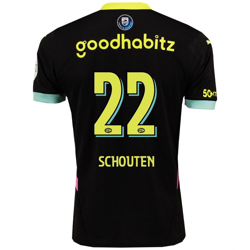 Kinder Jerdy Schouten #22 Schwarz Gelb Auswärtstrikot Trikot 2024/25 T-Shirt Österreich