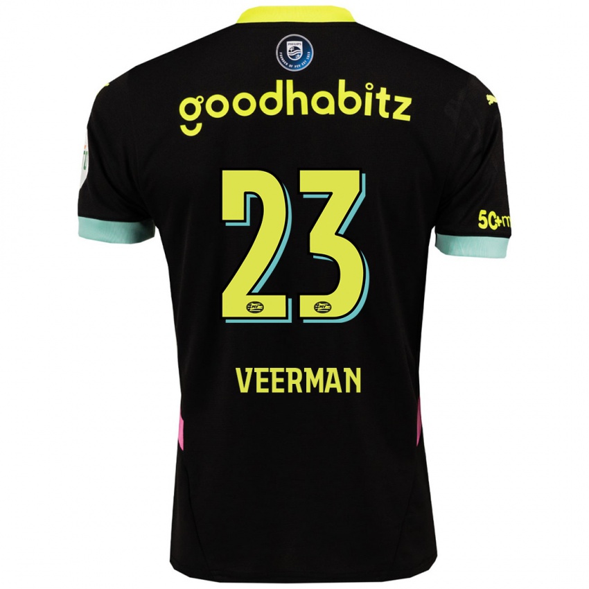 Kinder Joey Veerman #23 Schwarz Gelb Auswärtstrikot Trikot 2024/25 T-Shirt Österreich