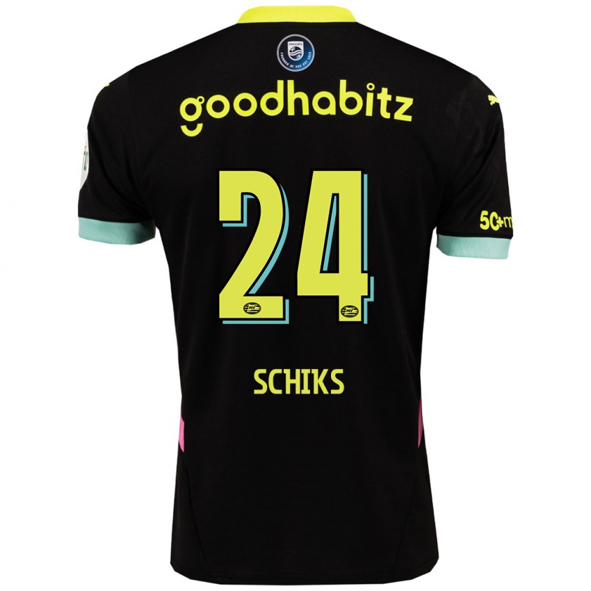 Kinder Niek Schiks #24 Schwarz Gelb Auswärtstrikot Trikot 2024/25 T-Shirt Österreich