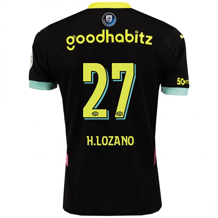 Kinder Hirving Lozano #27 Schwarz Gelb Auswärtstrikot Trikot 2024/25 T-Shirt Österreich