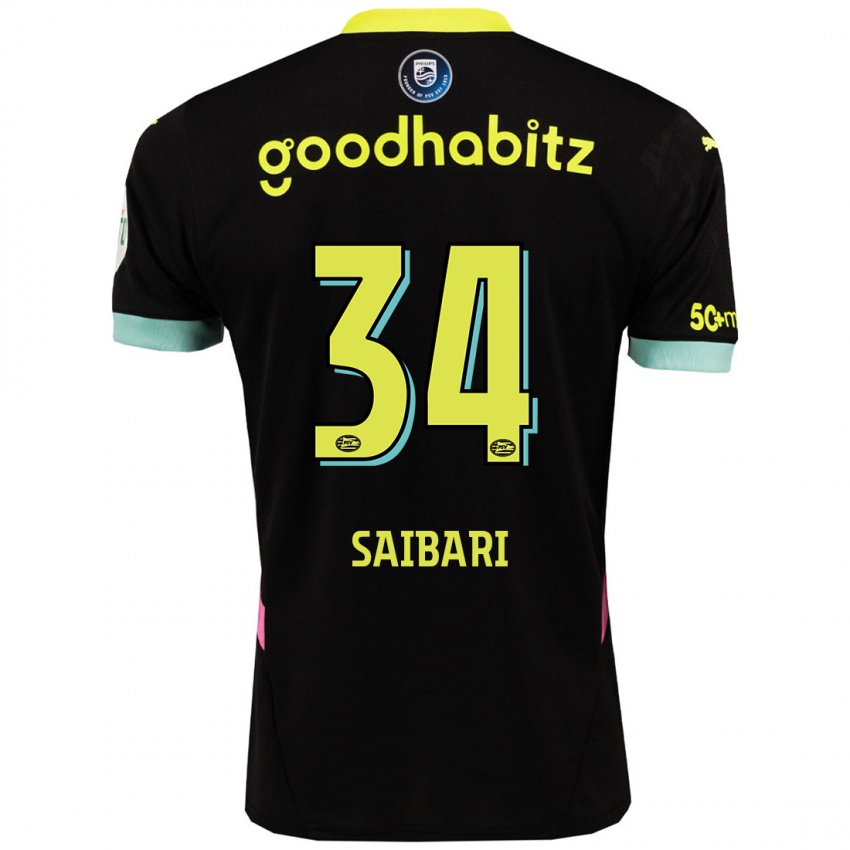 Kinder Ismael Saibari #34 Schwarz Gelb Auswärtstrikot Trikot 2024/25 T-Shirt Österreich