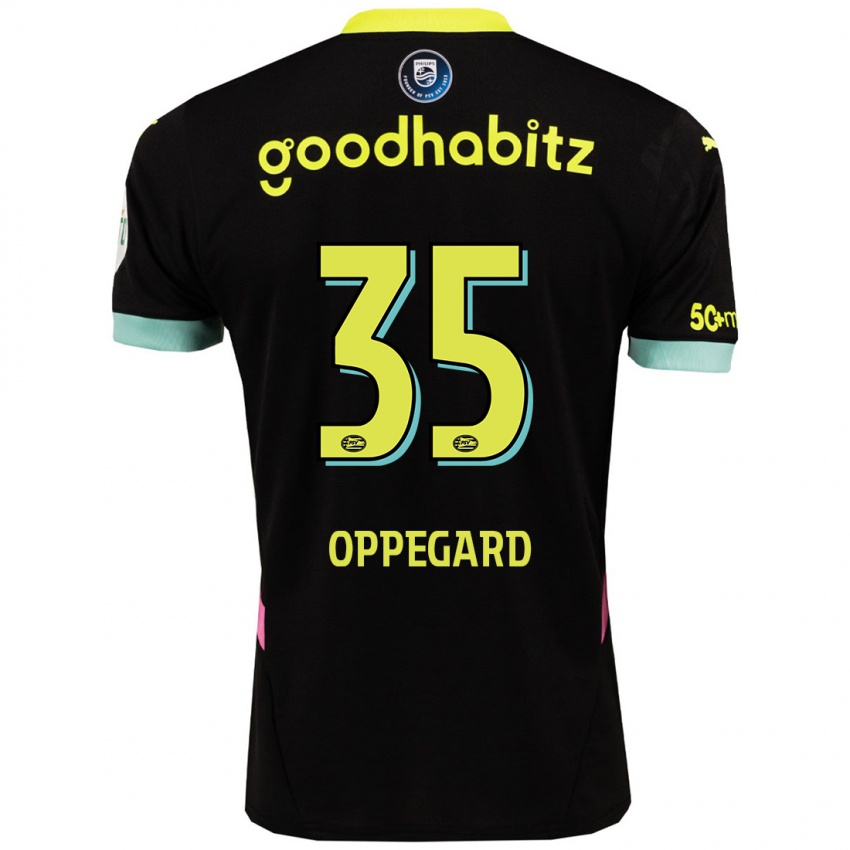 Kinder Fredrik Oppegard #35 Schwarz Gelb Auswärtstrikot Trikot 2024/25 T-Shirt Österreich