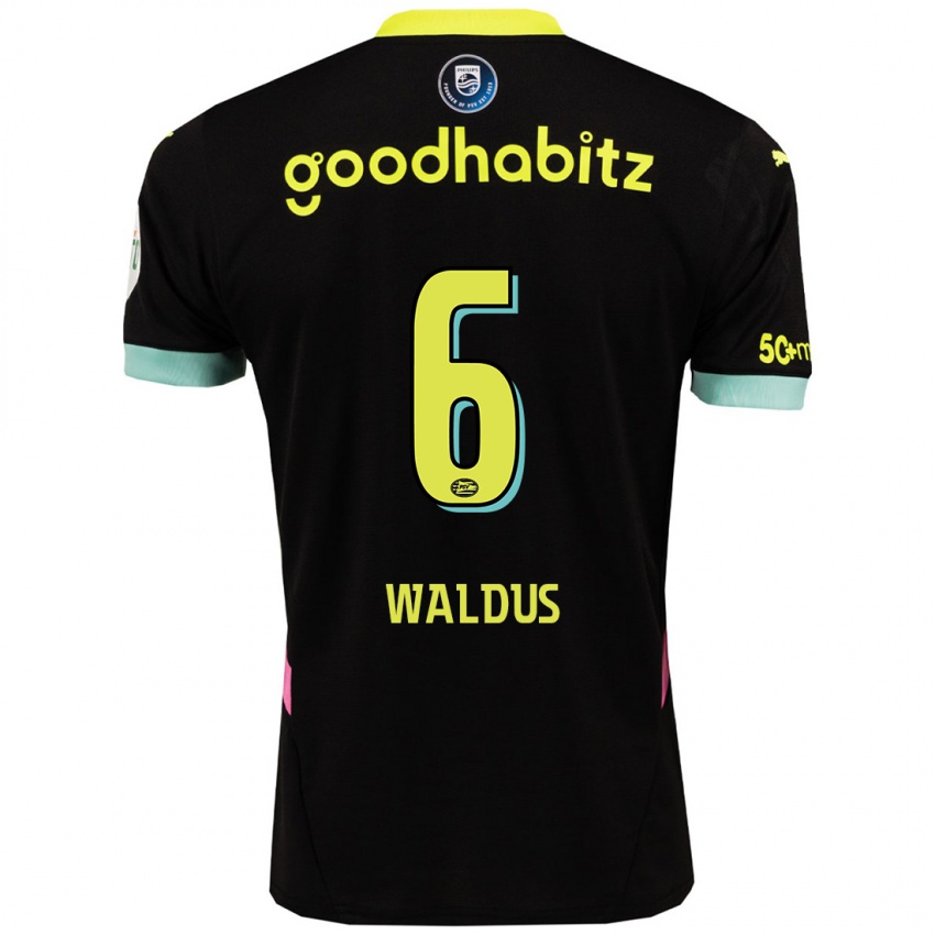 Kinder Maruschka Waldus #6 Schwarz Gelb Auswärtstrikot Trikot 2024/25 T-Shirt Österreich