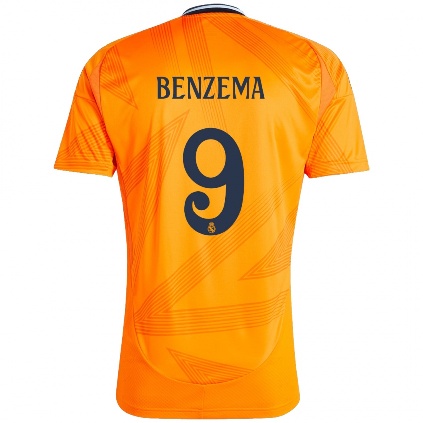 Kinder Karim Benzema #9 Orange Auswärtstrikot Trikot 2024/25 T-Shirt Österreich