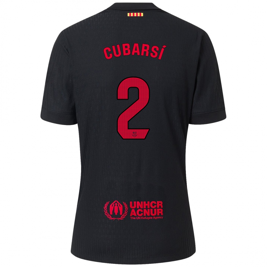 Kinder Pau Cubarsí #2 Schwarz Rot Auswärtstrikot Trikot 2024/25 T-Shirt Österreich