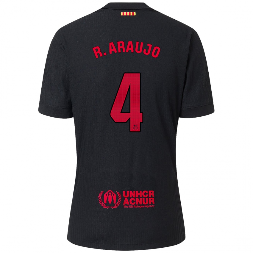 Kinder Ronald Araujo #4 Schwarz Rot Auswärtstrikot Trikot 2024/25 T-Shirt Österreich