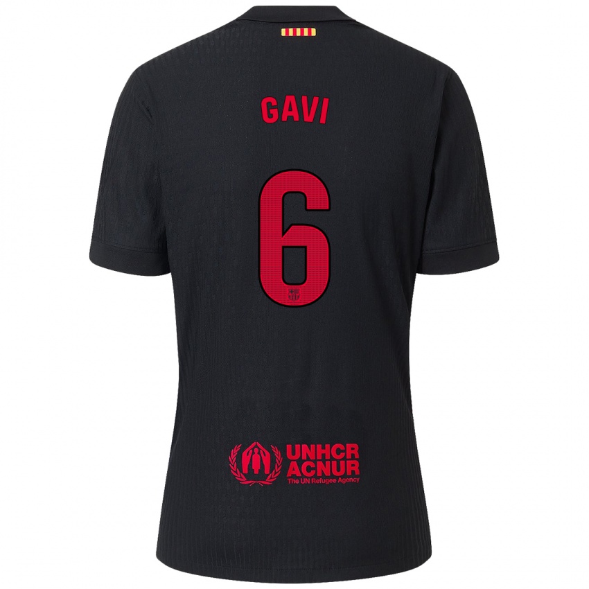 Kinder Gavi #6 Schwarz Rot Auswärtstrikot Trikot 2024/25 T-Shirt Österreich