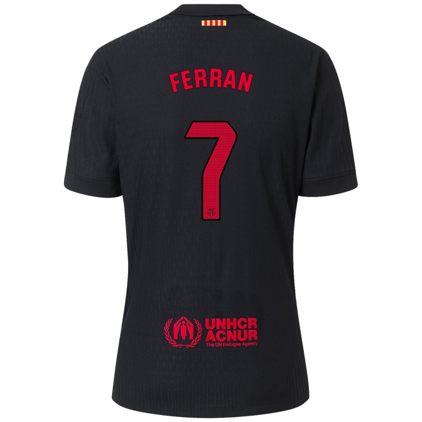 Kinder Ferran Torres #7 Schwarz Rot Auswärtstrikot Trikot 2024/25 T-Shirt Österreich