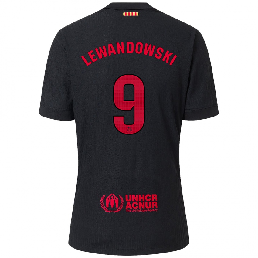 Kinder Robert Lewandowski #9 Schwarz Rot Auswärtstrikot Trikot 2024/25 T-Shirt Österreich