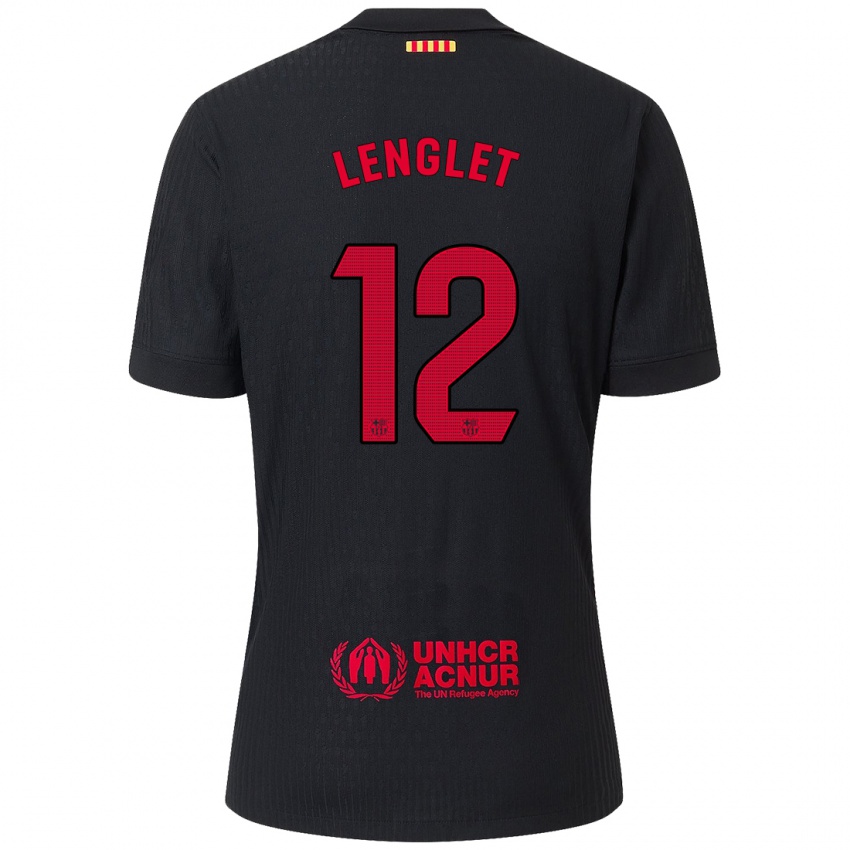 Kinder Clement Lenglet #12 Schwarz Rot Auswärtstrikot Trikot 2024/25 T-Shirt Österreich