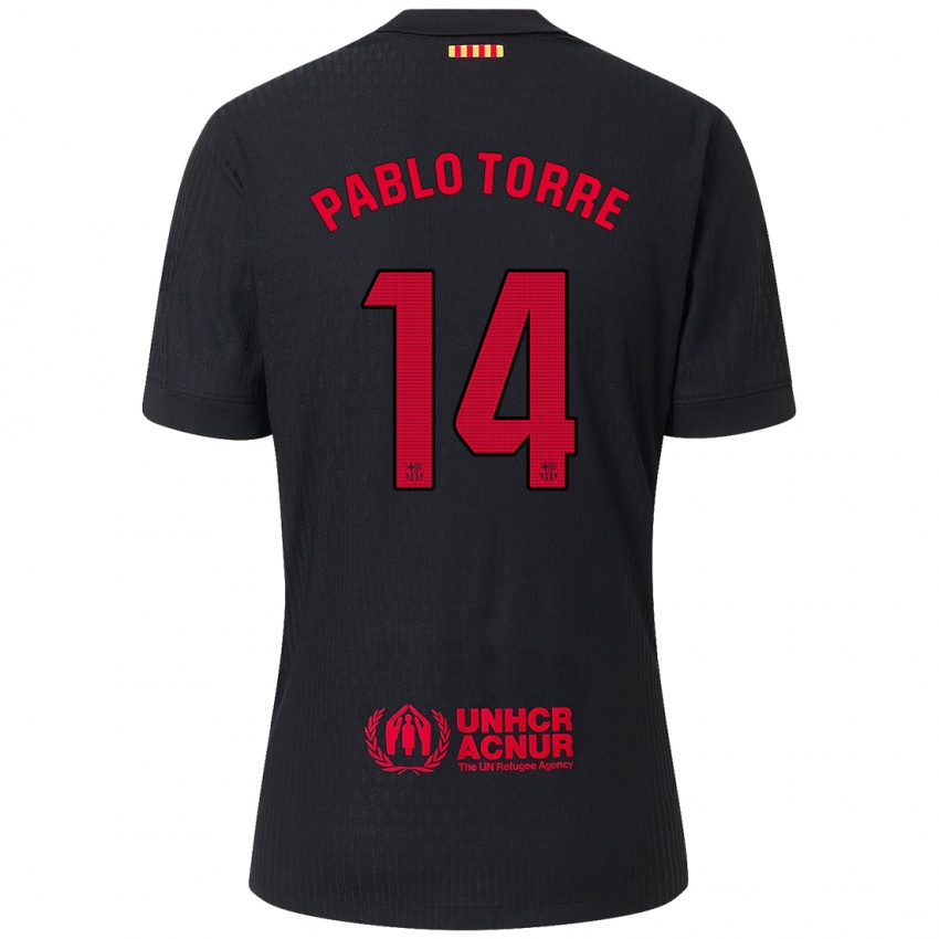 Kinder Pablo Torre #14 Schwarz Rot Auswärtstrikot Trikot 2024/25 T-Shirt Österreich