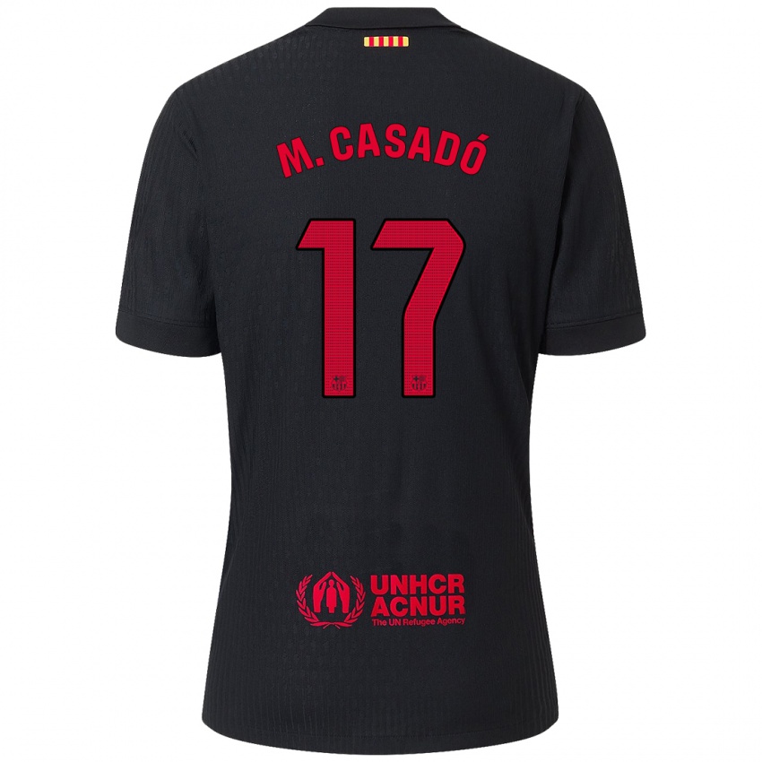 Kinder Marc Casado #17 Schwarz Rot Auswärtstrikot Trikot 2024/25 T-Shirt Österreich