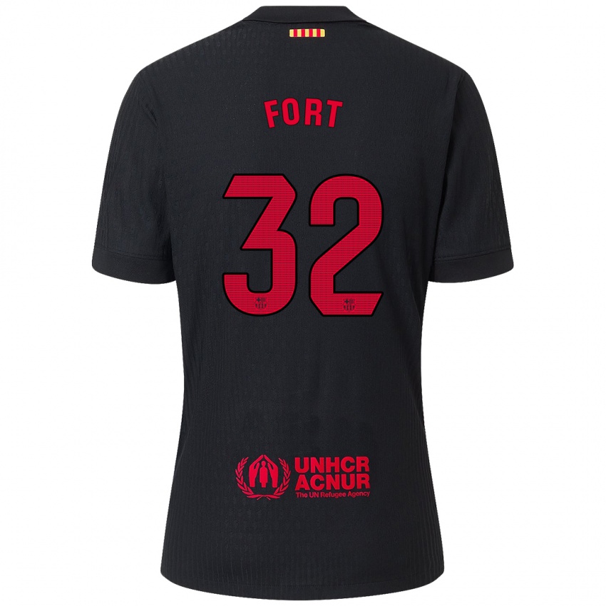 Kinder Héctor Fort #32 Schwarz Rot Auswärtstrikot Trikot 2024/25 T-Shirt Österreich