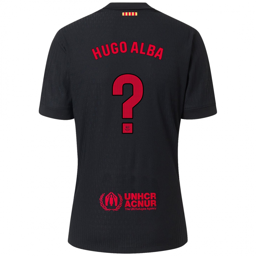 Kinder Hugo Alba #0 Schwarz Rot Auswärtstrikot Trikot 2024/25 T-Shirt Österreich