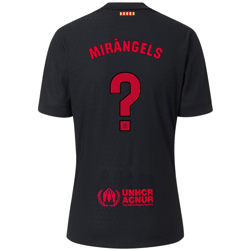 Kinder Xavi Miràngels #0 Schwarz Rot Auswärtstrikot Trikot 2024/25 T-Shirt Österreich