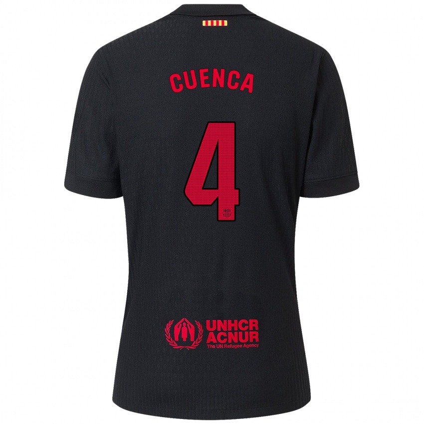 Kinder Andrés Cuenca #4 Schwarz Rot Auswärtstrikot Trikot 2024/25 T-Shirt Österreich