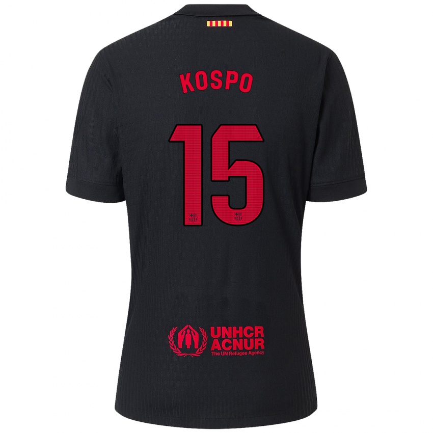 Kinder Eman Kospo #15 Schwarz Rot Auswärtstrikot Trikot 2024/25 T-Shirt Österreich