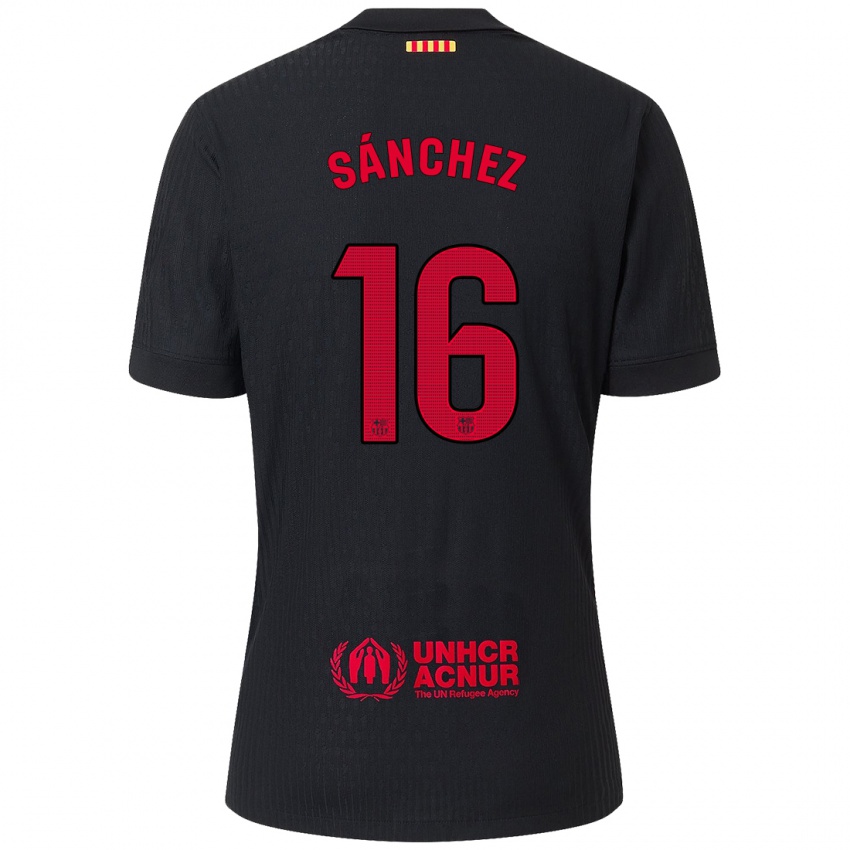 Kinder Edu Sánchez #16 Schwarz Rot Auswärtstrikot Trikot 2024/25 T-Shirt Österreich