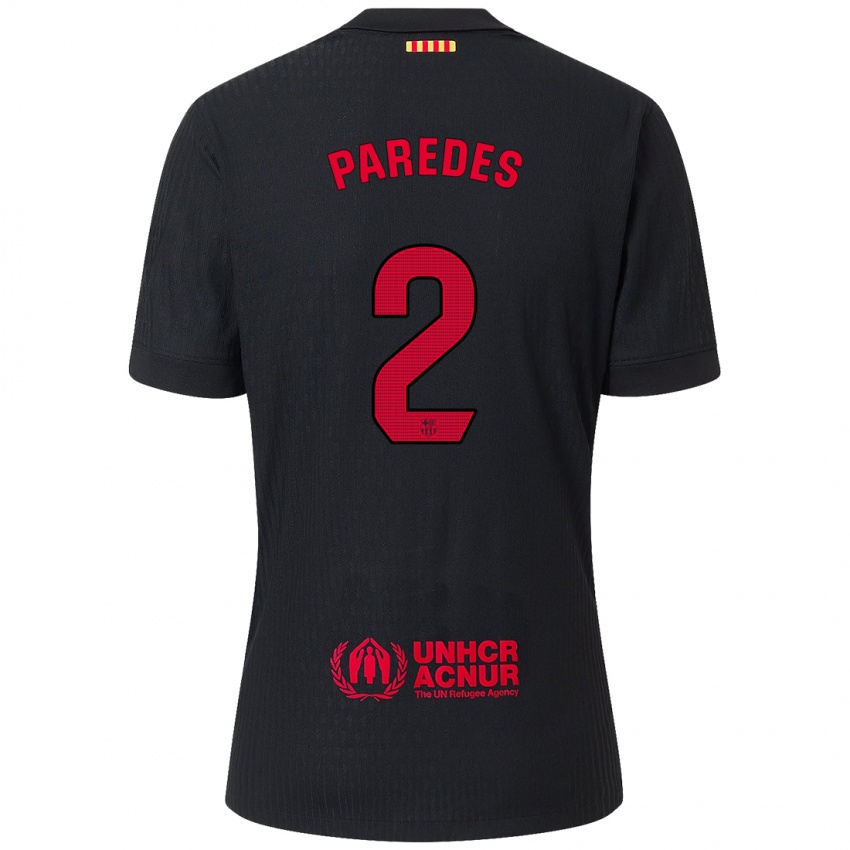 Kinder Irene Paredes #2 Schwarz Rot Auswärtstrikot Trikot 2024/25 T-Shirt Österreich