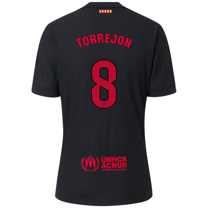 Kinder Marta Torrejón #8 Schwarz Rot Auswärtstrikot Trikot 2024/25 T-Shirt Österreich